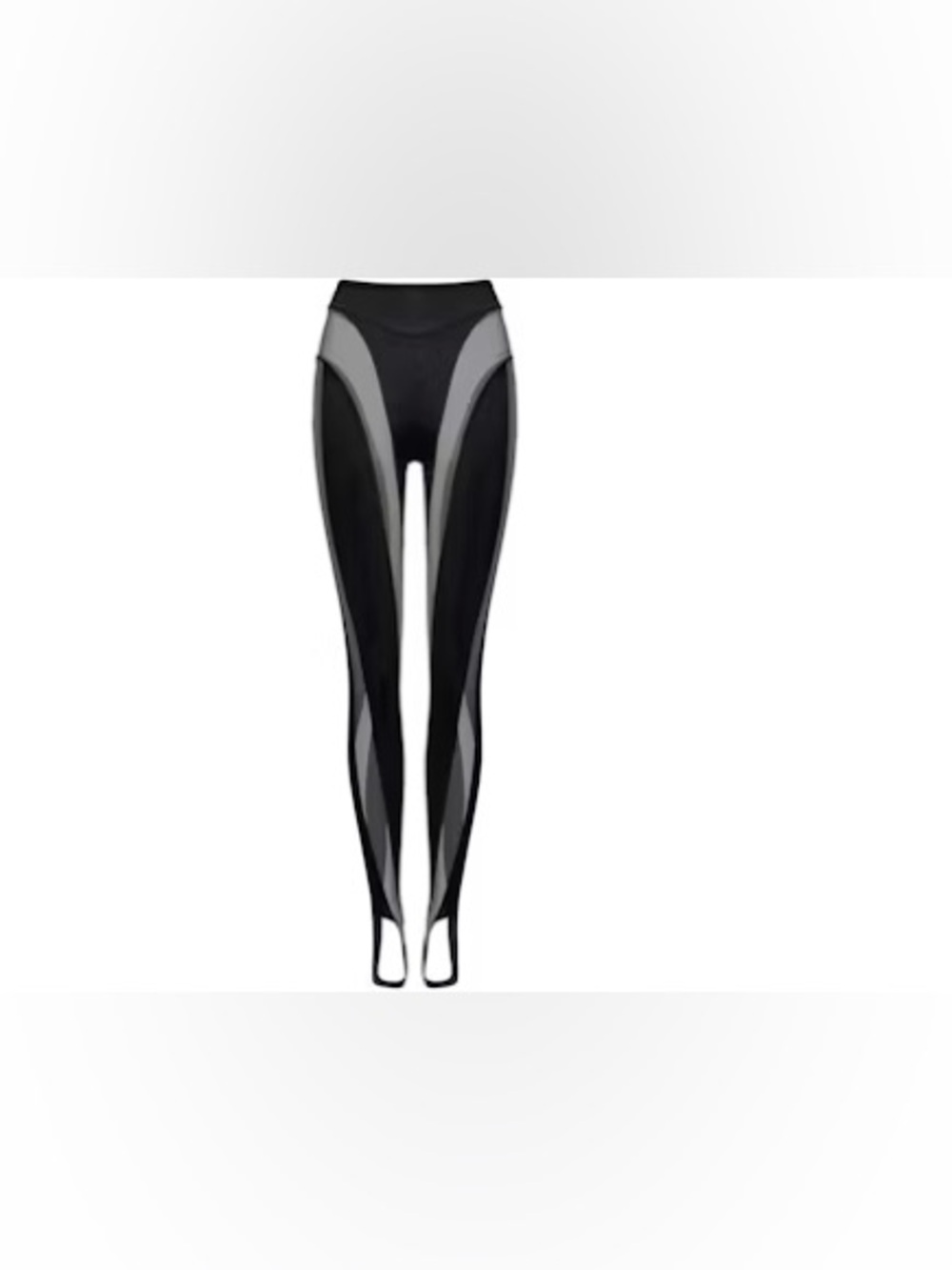 H&M Mugler Black and Gray Paneled Stirrup Leggings